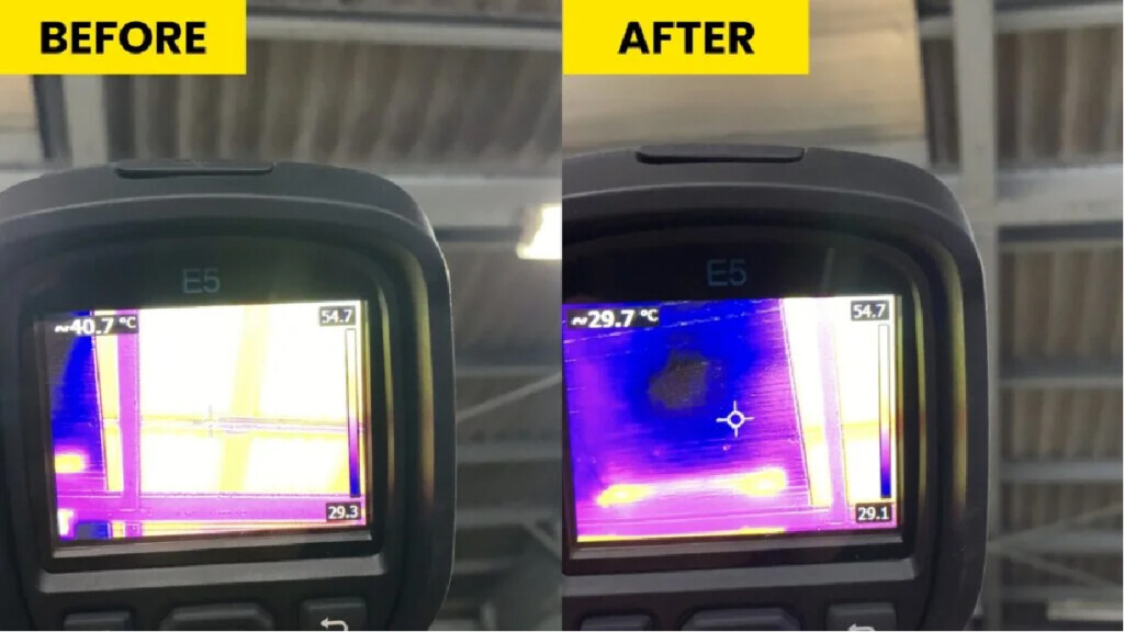 遮熱シート施工前後の比較