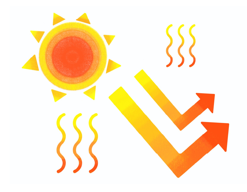 太陽光と熱を反射するイメージ図